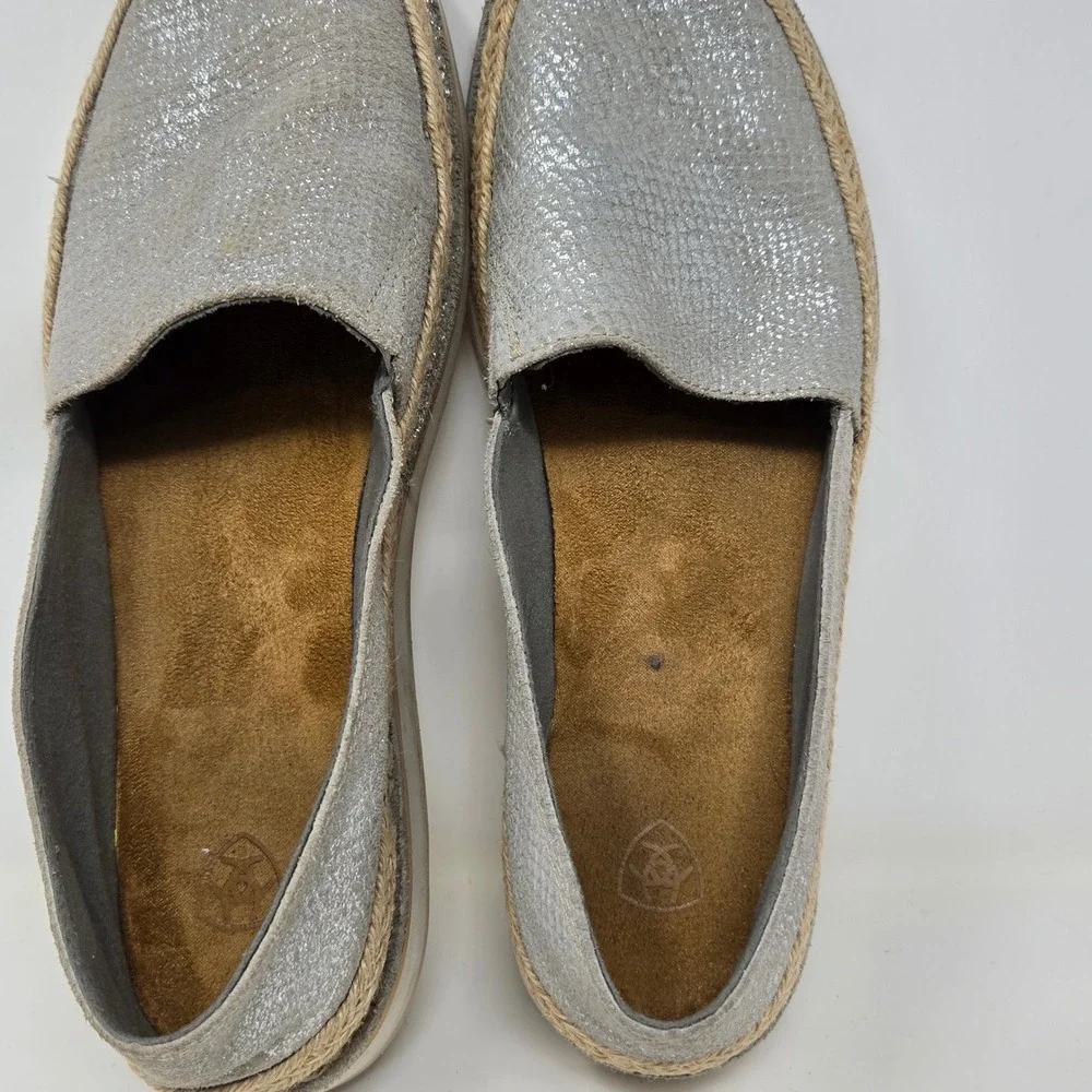 Ariat Cruiser Silver Metallic Snakeskin‎ Espadrille Slip On Shoes 10023044  9B